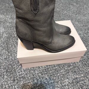 Frye Taupe Leather Heeled Boots